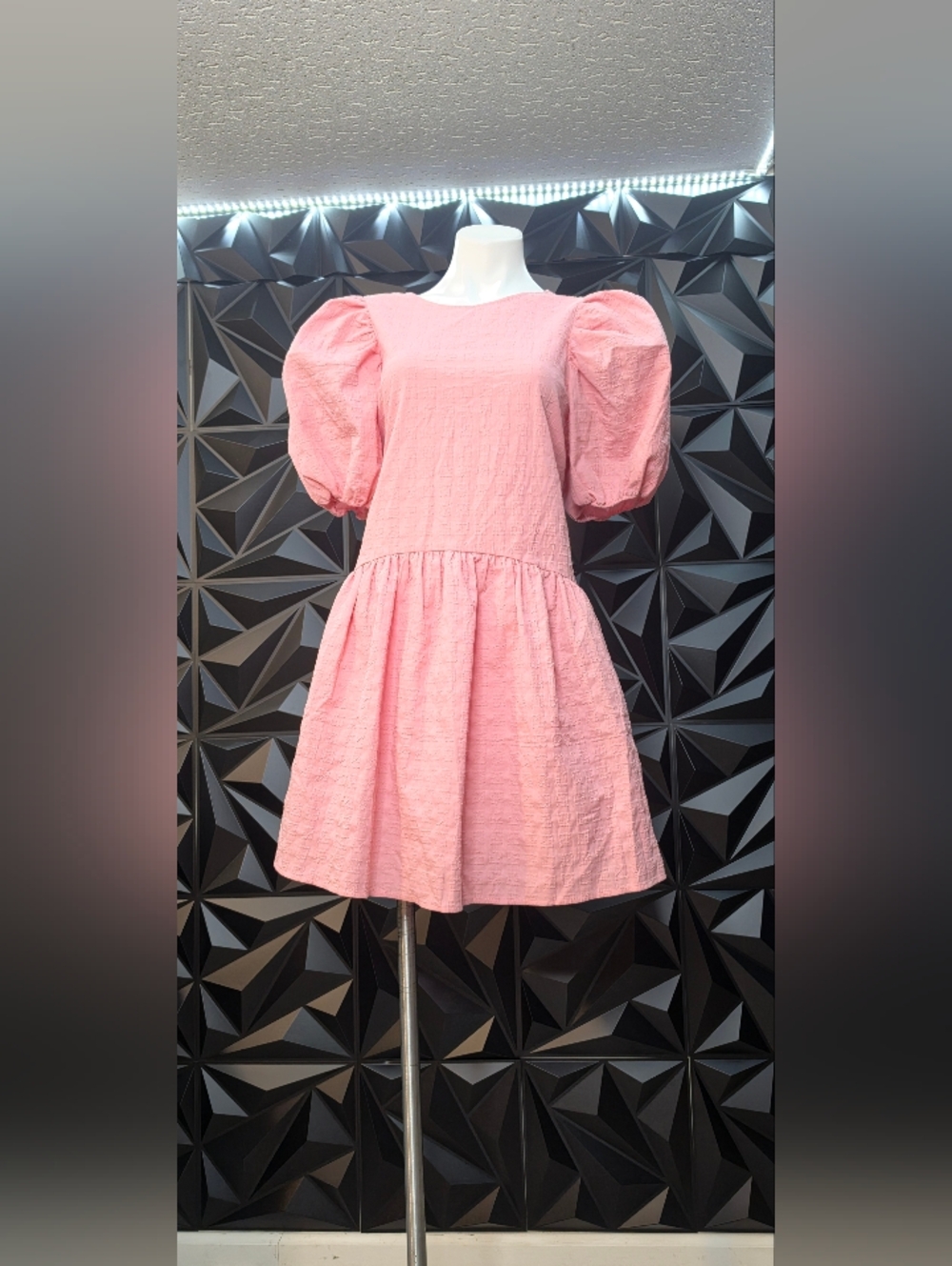 English Factory Pink Puff-Sleeve Tiered baby doll Dress - Picture 5 of 5